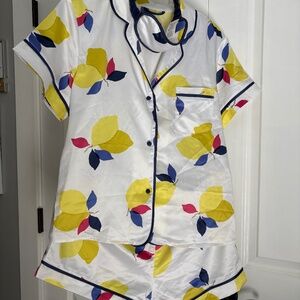 Kate Spade Lemon Print Pajama Set with Eye mask